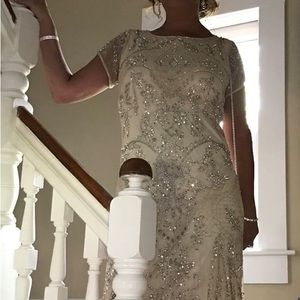 Mother of the groom sequences lined short sleeved gown